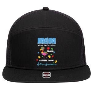 Autism Awareness Mom Mother Love Proud Autism Mama Flamingo Great Gift 7 Panel Mesh Trucker Snapback Hat