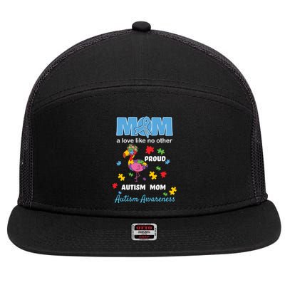 Autism Awareness Mom Mother Love Proud Autism Mama Flamingo Great Gift 7 Panel Mesh Trucker Snapback Hat