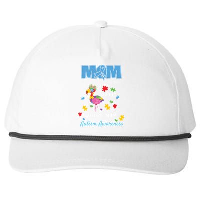 Autism Awareness Mom Mother Love Proud Autism Mama Flamingo Great Gift Snapback Five-Panel Rope Hat