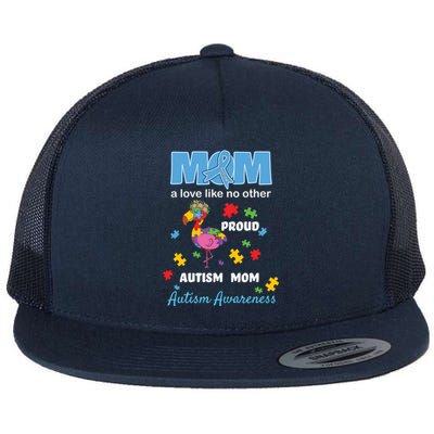 Autism Awareness Mom Mother Love Proud Autism Mama Flamingo Great Gift Flat Bill Trucker Hat