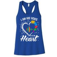 Autism Awareness Mom Gift I Am His Voice He Is My Heart Gift Women's Racerback Tank