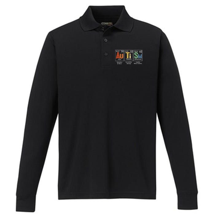 Autism Awareness Month Periodic Table Elements Performance Long Sleeve Polo