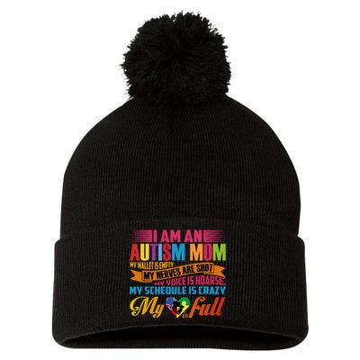 Autism Awareness Month I Am An Autism Mom Gift Pom Pom 12in Knit Beanie