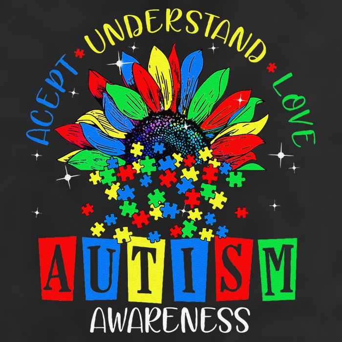 Autism Awareness Month Accept Understand Love Autism Mom 7 Panel Mesh Trucker Snapback Hat