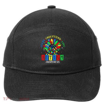 Autism Awareness Month Accept Understand Love Autism Mom 7-Panel Snapback Hat