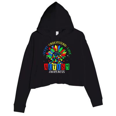 Autism Awareness Month Accept Understand Love Autism Mom Crop Fleece Hoodie