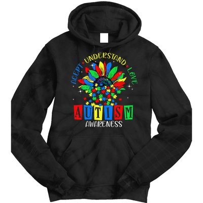 Autism Awareness Month Accept Understand Love Autism Mom Tie Dye Hoodie