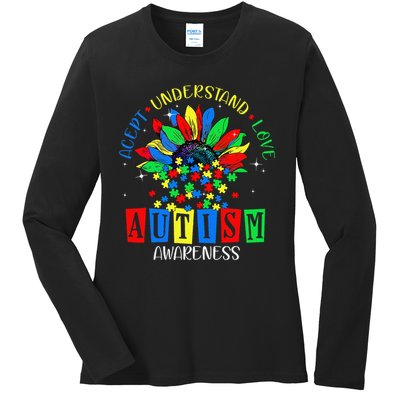Autism Awareness Month Accept Understand Love Autism Mom Ladies Long Sleeve Shirt