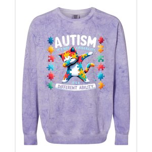 Autism Awareness Month Autism Cat Dabbing Support Autism Cute Gift Colorblast Crewneck Sweatshirt