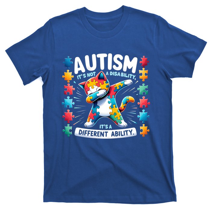 Autism Awareness Month Autism Cat Dabbing Support Autism Cute Gift T-Shirt