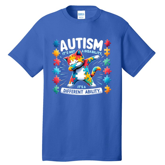 Autism Awareness Month Autism Cat Dabbing Support Autism Cute Gift Tall T-Shirt