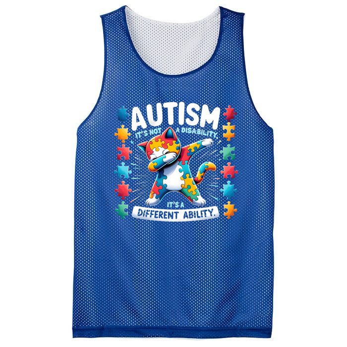 Autism Awareness Month Autism Cat Dabbing Support Autism Cute Gift Mesh Reversible Basketball Jersey Tank