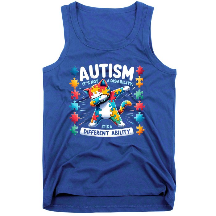 Autism Awareness Month Autism Cat Dabbing Support Autism Cute Gift Tank Top