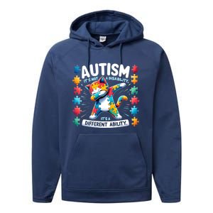 Autism Awareness Month Autism Cat Dabbing Support Autism Cute Gift Performance Fleece Hoodie