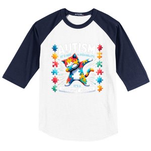 Autism Awareness Month Autism Cat Dabbing Support Autism Cute Gift Baseball Sleeve Shirt