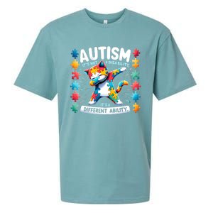 Autism Awareness Month Autism Cat Dabbing Support Autism Cute Gift Sueded Cloud Jersey T-Shirt