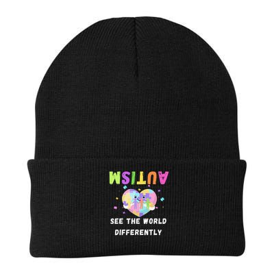 Autism Awareness Month Support Seeing the World Differently Knit Cap Winter Beanie