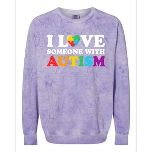 Autism Awareness Month Autism Mom I Love Someone With Autism Gift Colorblast Crewneck Sweatshirt