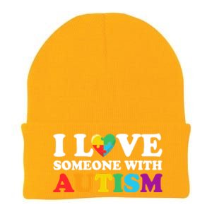 Autism Awareness Month Autism Mom I Love Someone With Autism Gift Knit Cap Winter Beanie