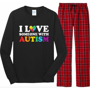 Autism Awareness Month Autism Mom I Love Someone With Autism Gift Long Sleeve Pajama Set