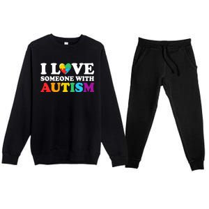 Autism Awareness Month Autism Mom I Love Someone With Autism Gift Premium Crewneck Sweatsuit Set