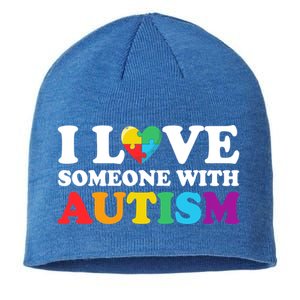 Autism Awareness Month Autism Mom I Love Someone With Autism Gift Sustainable Beanie