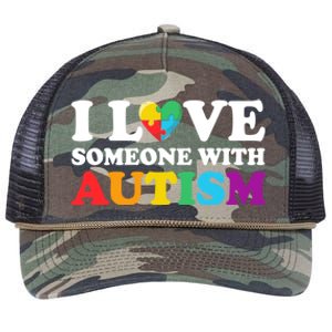 Autism Awareness Month Autism Mom I Love Someone With Autism Gift Retro Rope Trucker Hat Cap