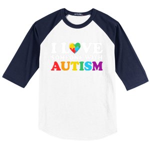 Autism Awareness Month Autism Mom I Love Someone With Autism Gift Baseball Sleeve Shirt