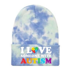 Autism Awareness Month Autism Mom I Love Someone With Autism Gift Tie Dye 12in Knit Beanie