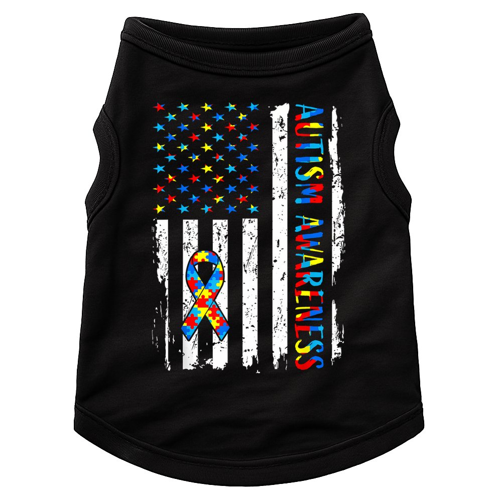 Autism Awareness Mom Dad USA flag Autistic Awareness Autism Doggie Tank