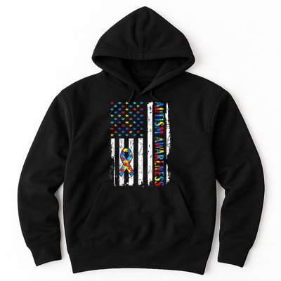 Autism Awareness Mom Dad USA flag Autistic Awareness Autism Hoodie