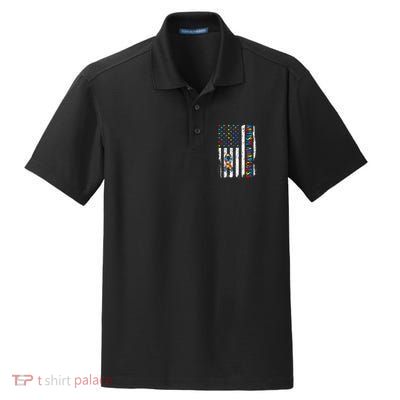 Autism Awareness Mom Dad USA flag Autistic Awareness Autism Dry Zone Grid Polo