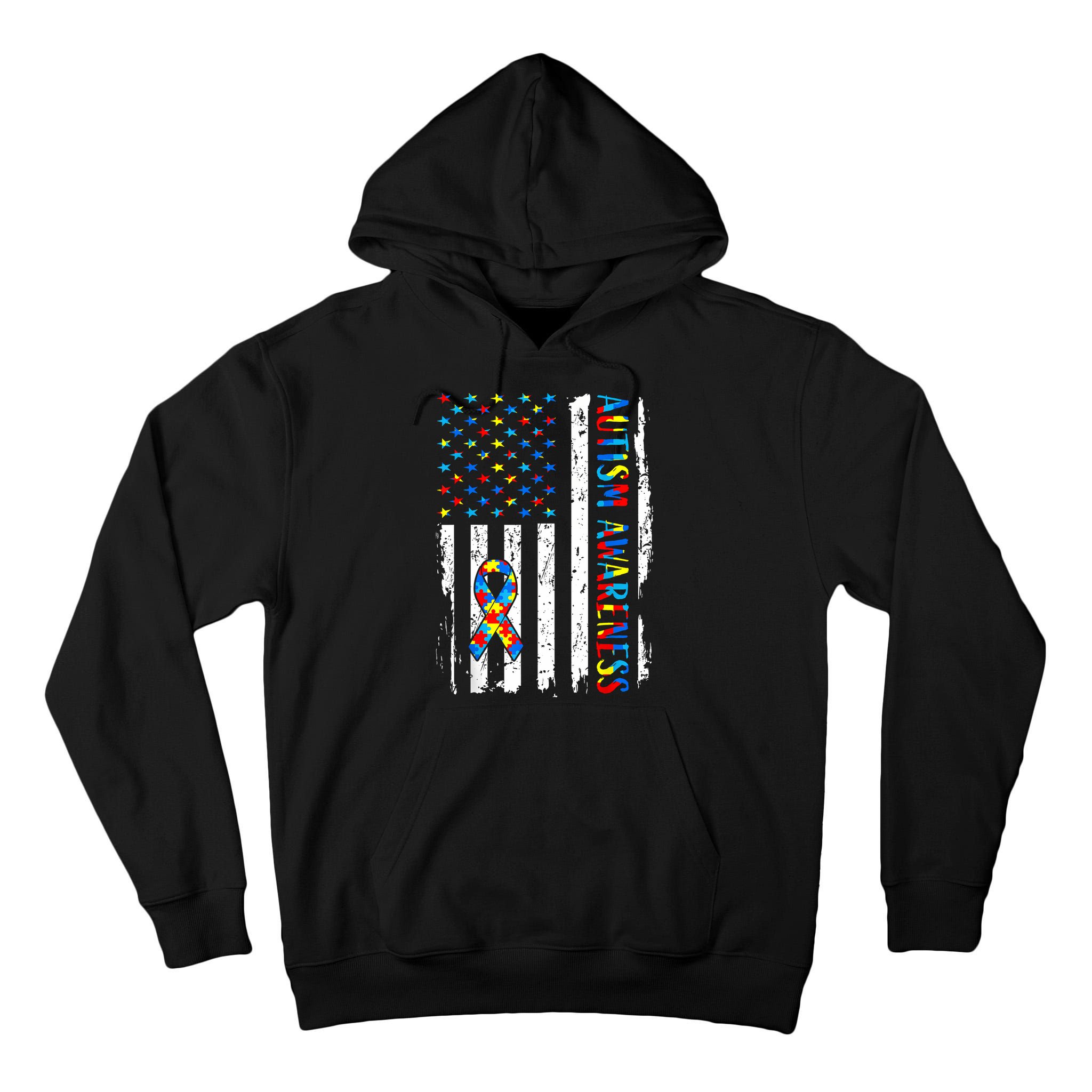 Autism Awareness Mom Dad USA flag Autistic Awareness Autism Tall Hoodie