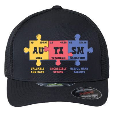 Autism Awareness Month Elets Periodic Table Design Funny Gift Flexfit Unipanel Trucker Cap