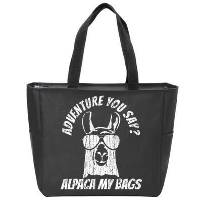 Adventure Alpaca My Bags Zip Tote Bag