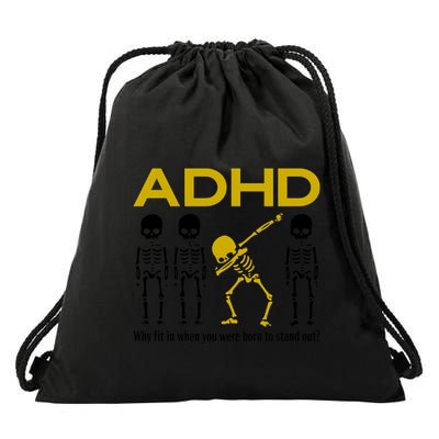 Adhd Awareness Motivational Dancing Skeleton Drawstring Bag