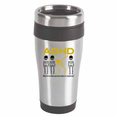 Adhd Awareness Motivational Dancing Skeleton 16oz Travel Tumbler