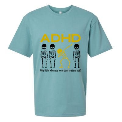 Adhd Awareness Motivational Dancing Skeleton Sueded Cloud Jersey T-Shirt