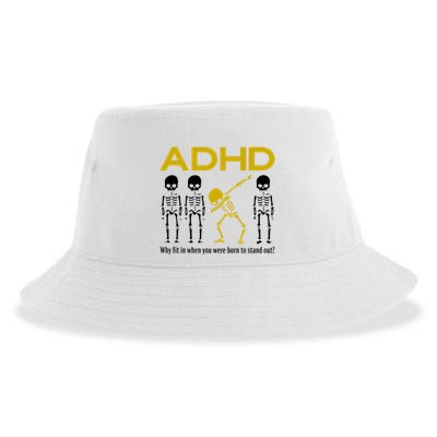 Adhd Awareness Motivational Dancing Skeleton Sustainable Bucket Hat