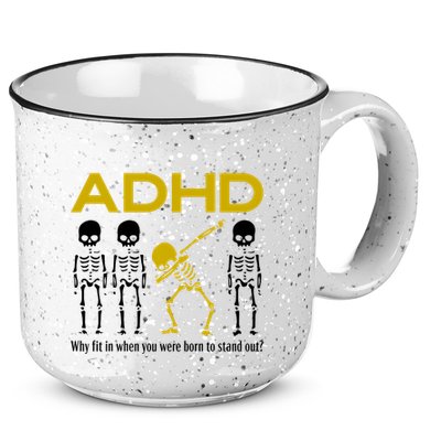 Adhd Awareness Motivational Dancing Skeleton 15oz Campfire Ceramic Mug