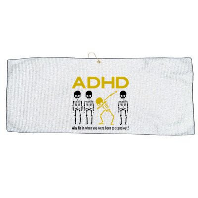 Adhd Awareness Motivational Dancing Skeleton Large Microfiber Waffle Golf Towel