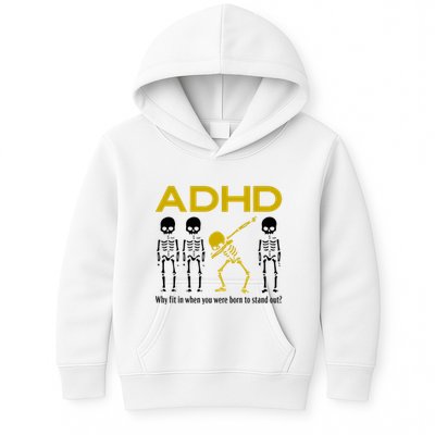 Adhd Awareness Motivational Dancing Skeleton Kids Hoodie