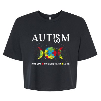 Autism Awareness Month Day Accept Understand Love Bella+Canvas Jersey Crop Tee