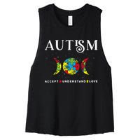 Autism Awareness Month Day Accept Understand Love Women's Racerback Cropped Tank