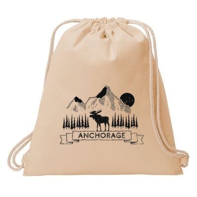Anchorage Alaska Mountain Moose Gift Cool Anchorage Drawstring Bag