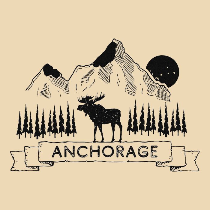 Anchorage Alaska Mountain Moose Gift Cool Anchorage Drawstring Bag