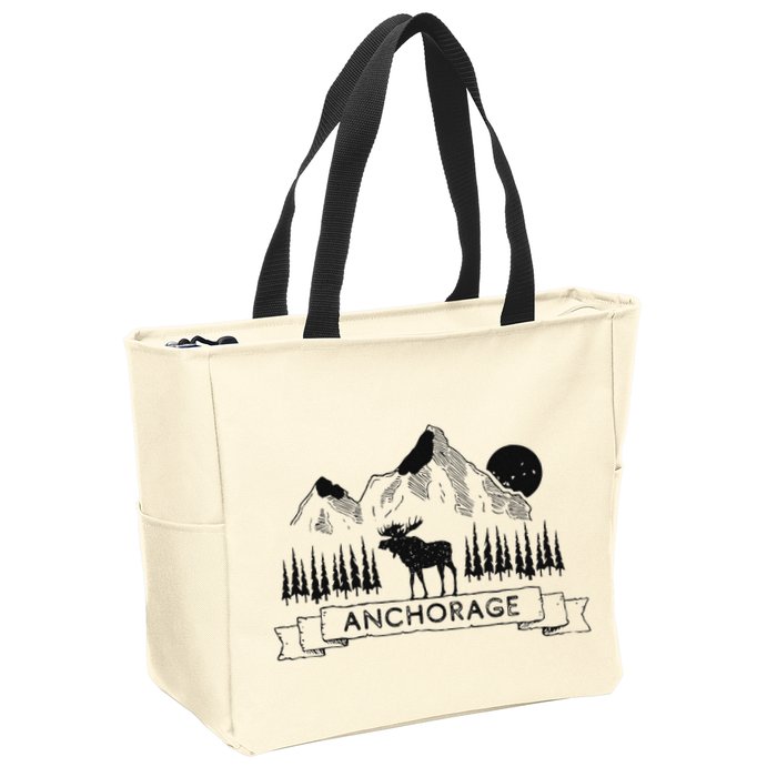 Anchorage Alaska Mountain Moose Gift Cool Anchorage Zip Tote Bag