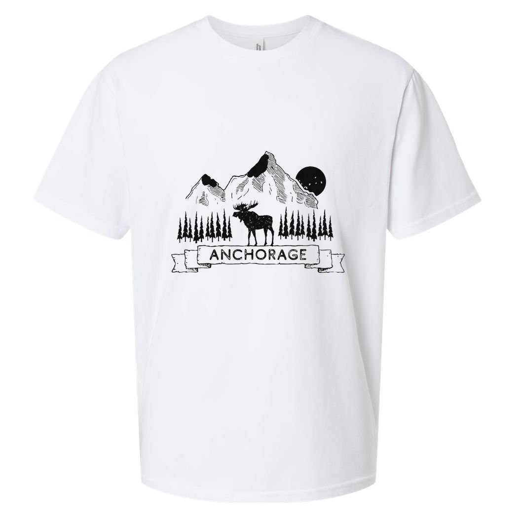 Anchorage Alaska Mountain Moose Gift Cool Anchorage Sueded Cloud Jersey T-Shirt