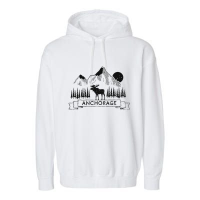 Anchorage Alaska Mountain Moose Gift Cool Anchorage Garment-Dyed Fleece Hoodie