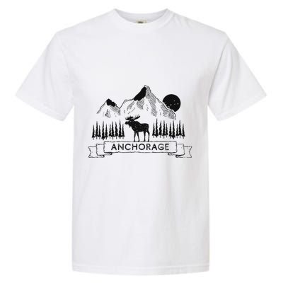 Anchorage Alaska Mountain Moose Gift Cool Anchorage Garment-Dyed Heavyweight T-Shirt